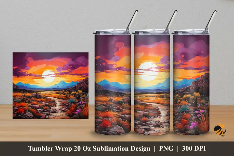 Hill Beauty Flower Tumbler Wrap Sublimation Design 5