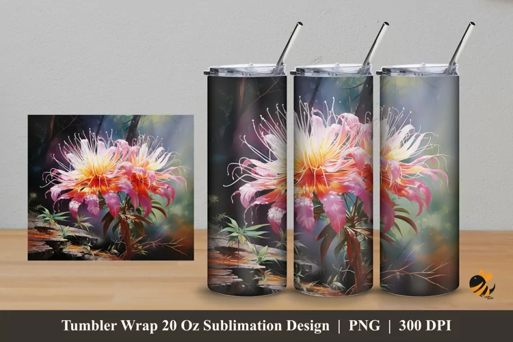 Brazilian Flower Tumbler Wrap Sublimation Design 5