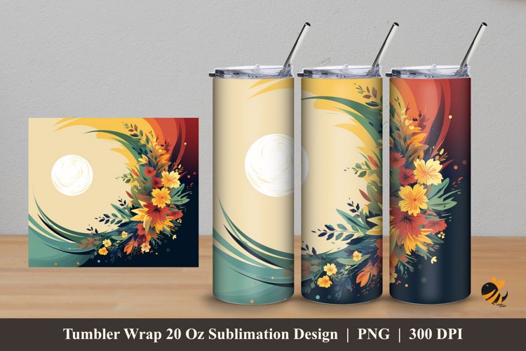 Beauty Sun And Flora Tumbler Wrap Sublimation Design 5 example image 1