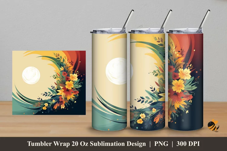 Beauty Sun And Flora Tumbler Wrap Sublimation Design 5