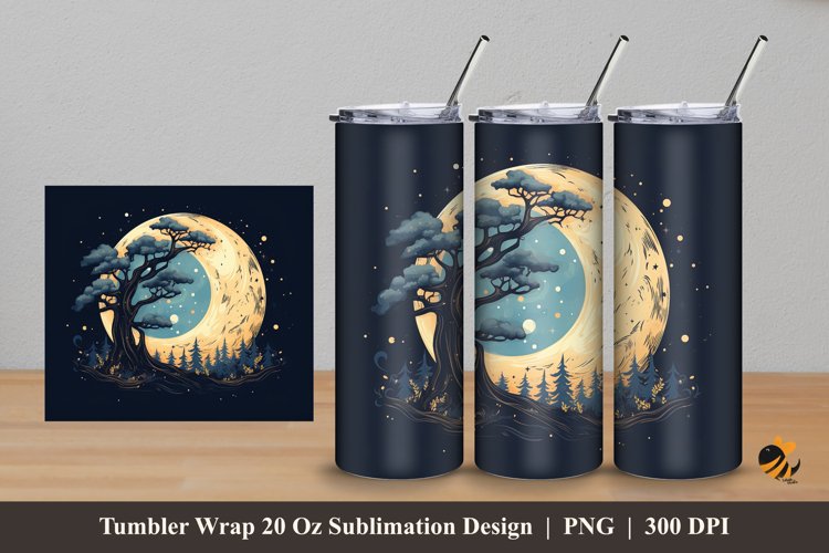 Magical Night Tumbler Wrap Sublimation Design 5 example image 1