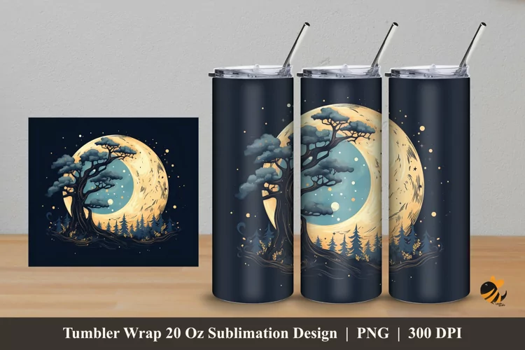 Magical Night Tumbler Wrap Sublimation Design 5