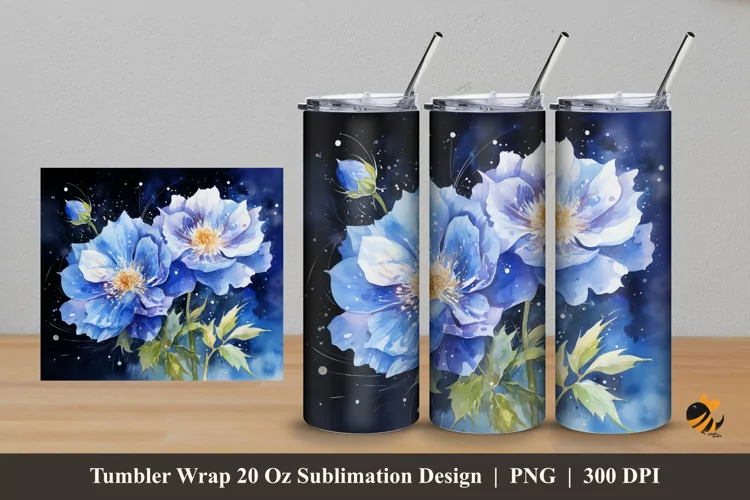 Cornflower Tumbler Wrap Sublimation Design 5