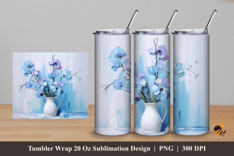Sweet Peas Flower Tumbler Wrap Sublimation Design 5 example image 1