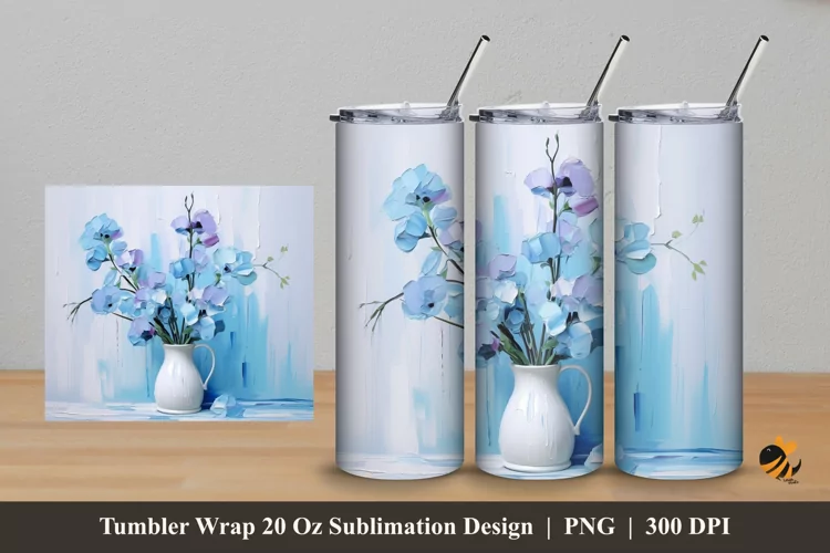Sweet Peas Flower Tumbler Wrap Sublimation Design 5