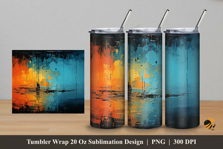 Colorful Abstract Tumbler Wrap Sublimation Design 5