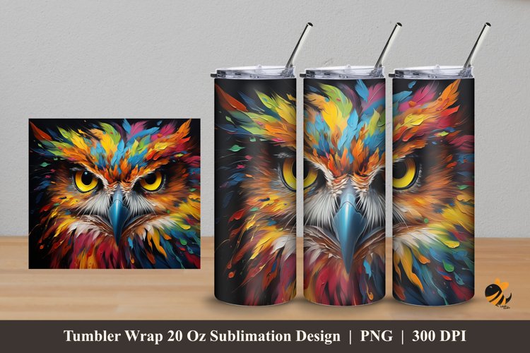 Owl Colorful Tumbler Wrap Sublimation Design 5