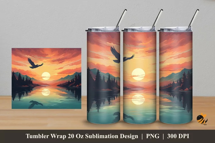 Natural Sunset Tumbler Wrap Sublimation Design 5