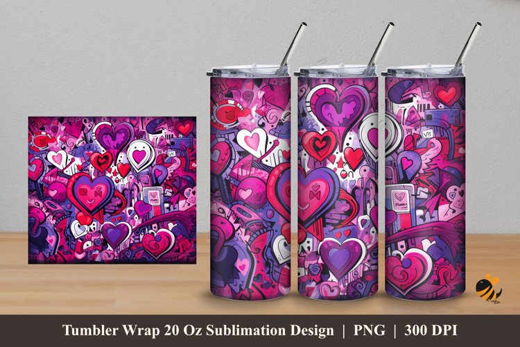 Doodle Love Tumbler Wrap Sublimation Design 5
