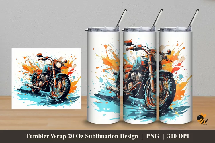 Custom Motorbike Tumbler Wrap Sublimation Design 5