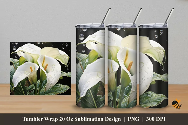 Calla Lily Tumbler Wrap Sublimation Design 5