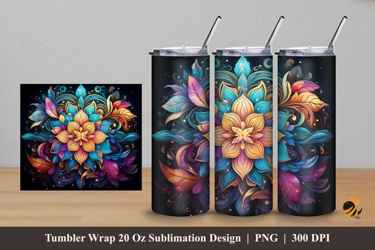 Luxury Flower Tumbler Wrap Sublimation Design 5 example image 1