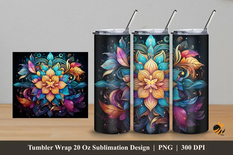 Luxury Flower Tumbler Wrap Sublimation Design 5
