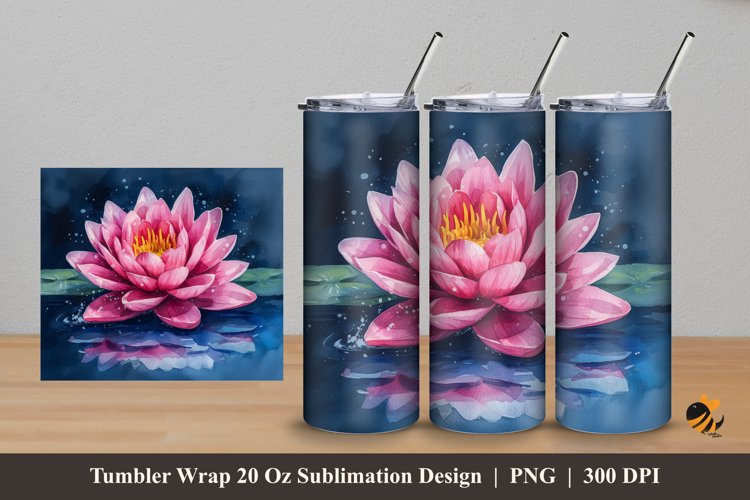 Water Lilies Tumbler Wrap Sublimation Design 5