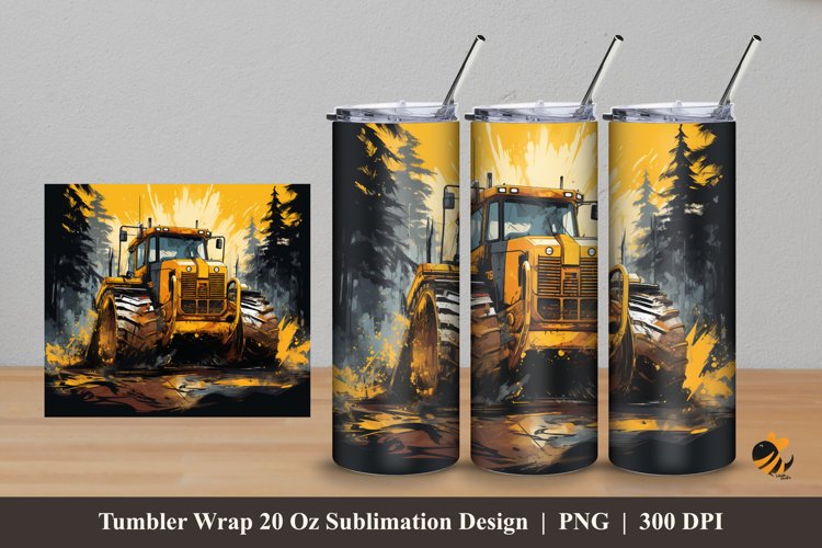 Heavy Equipment Tumbler Wrap Sublimation Design 5 example image 1