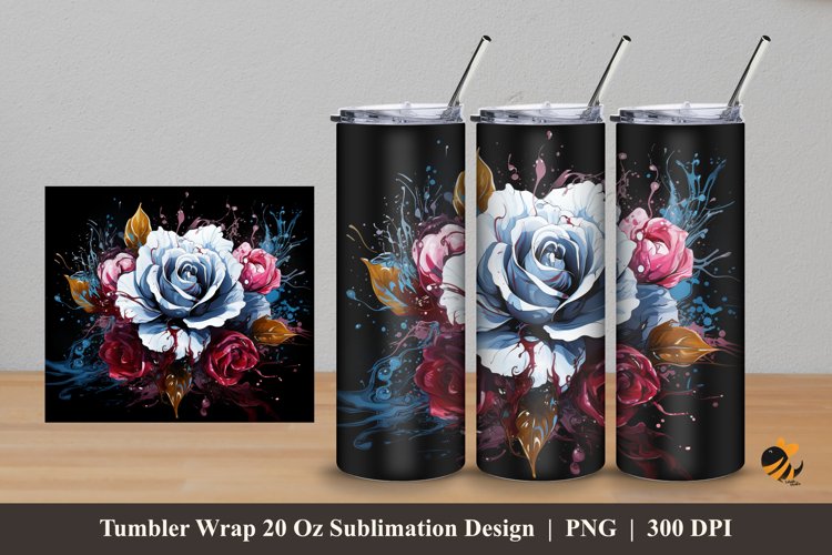 Rare Rose Tumbler Wrap Sublimation Design 5 example image 1