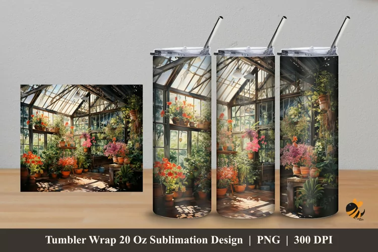 Flower At Greenhouse Tumbler Wrap Sublimation Design 5