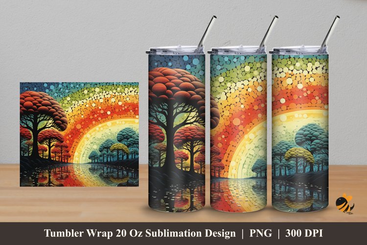 Rainbow Trees Tumbler Wrap Sublimation Design 5