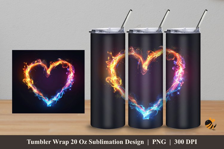 Fantasy Fire Love Tumbler Wrap Sublimation Design 5