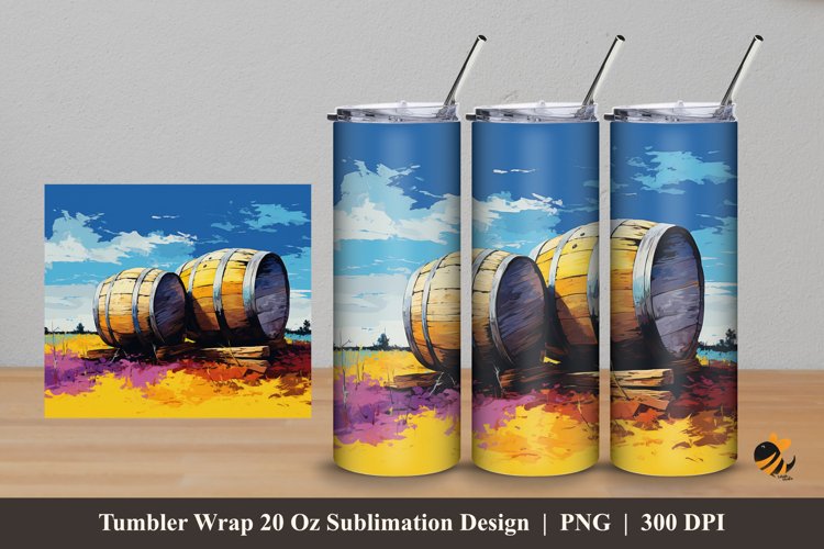Beauty Wood Barrel Tumbler Wrap Sublimation Design 5