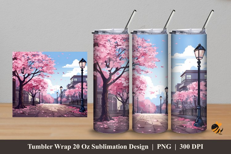 Awesome Sakura Tumbler Wrap Sublimation Design 5