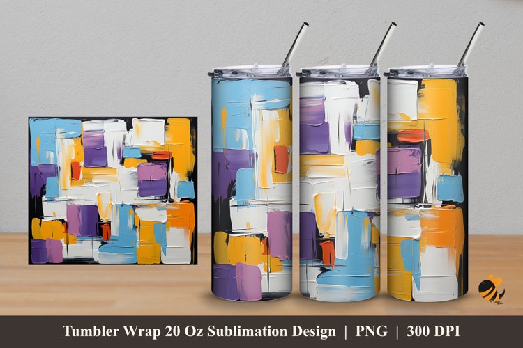 Painting Abstract Tumbler Wrap Sublimation Design 5
