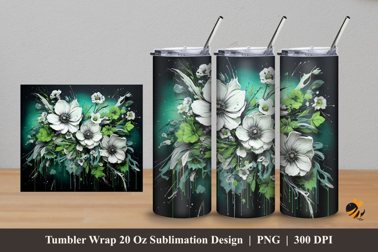 Painting Floral Tumbler Wrap Sublimation Design 5