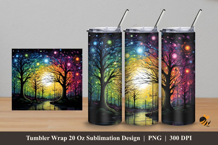 Galaxy Forest Tumbler Wrap Sublimation Design 5