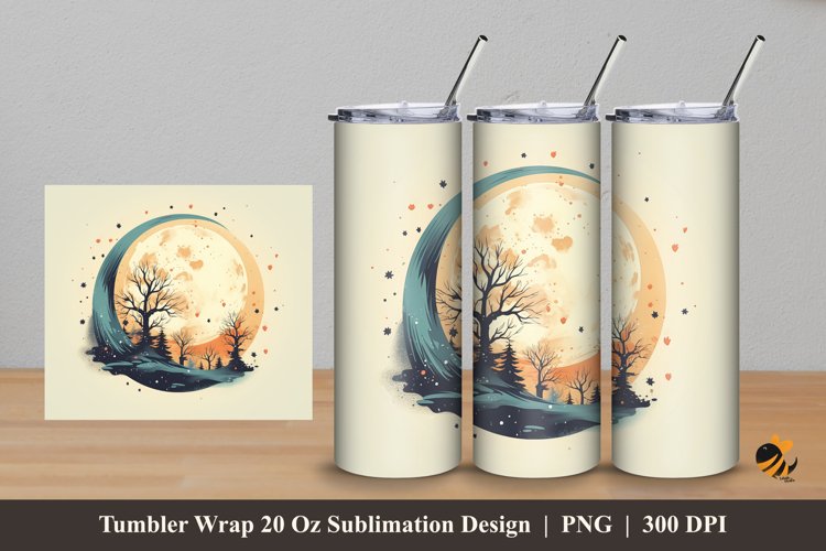 Lunar Circle Tumbler Wrap Sublimation Design 5 example image 1