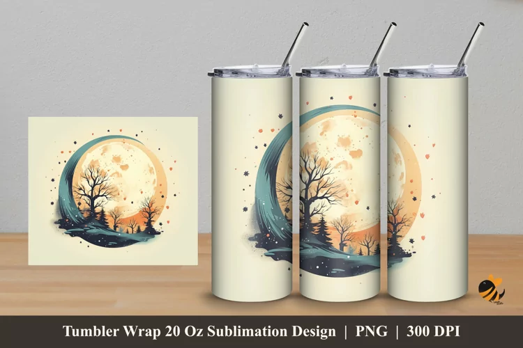 Lunar Circle Tumbler Wrap Sublimation Design 5
