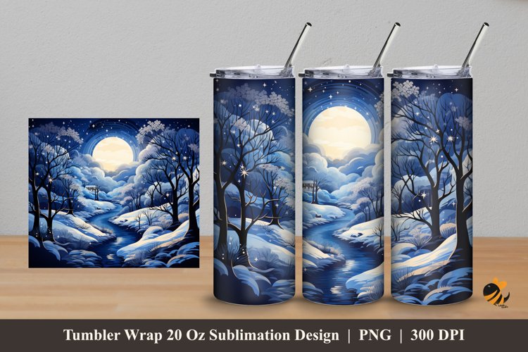 Midnight Winter Tumbler Wrap Sublimation Design 5