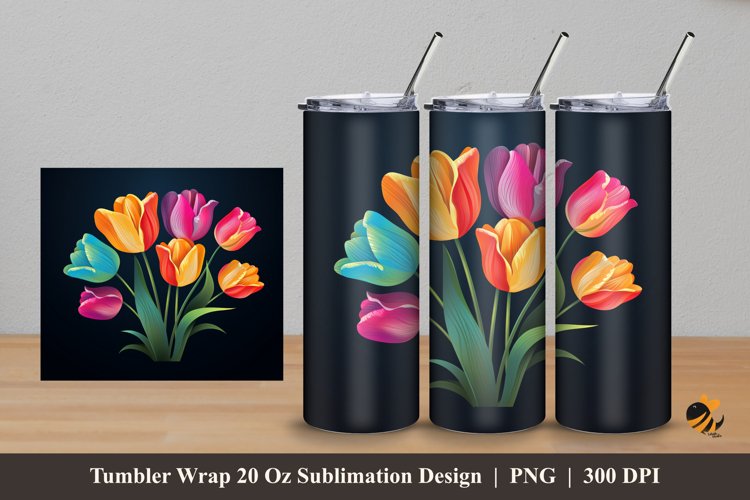 Cute Tulip Tumbler Wrap Sublimation Design 5