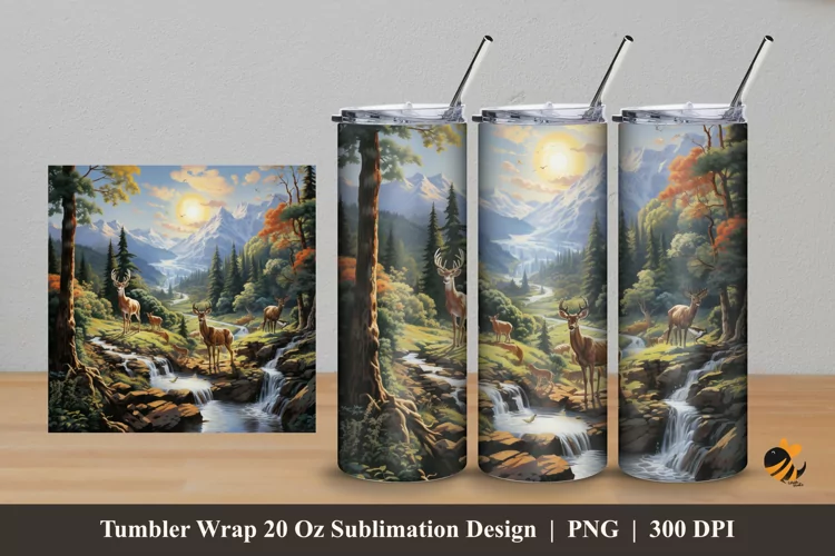 Wildlife Tumbler Wrap Sublimation Design 5