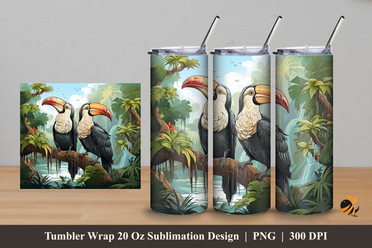 Wild Toucans Tumbler Wrap Sublimation Design 5 example image 1