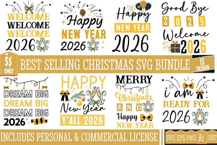 New Year 2026 SVG Bundle,New year svg bundle,Happy New Year
