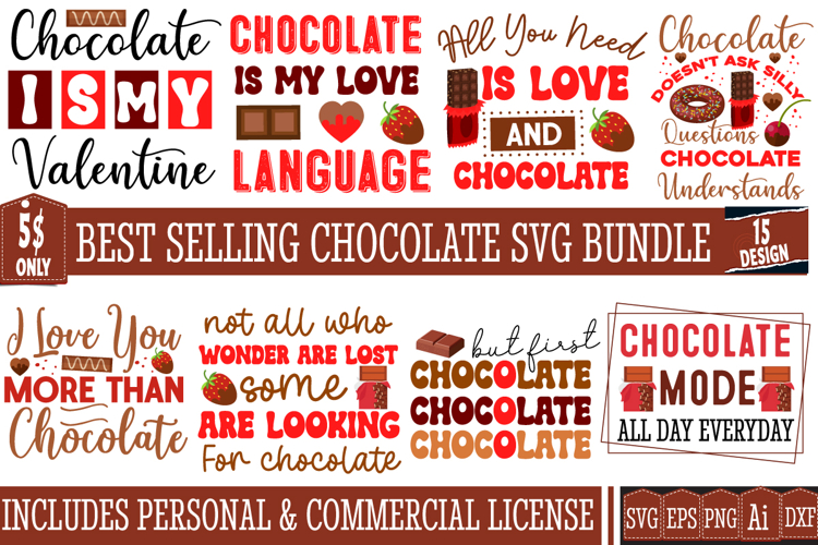 Chocolate Day SVG Bundle,Happy Chocolate Day Sign Bundle