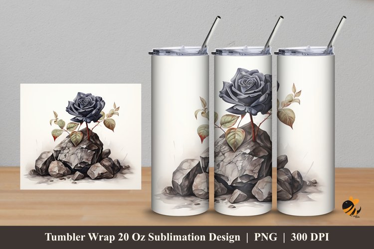 Rose Stone Tumbler Wrap Sublimation Design 5