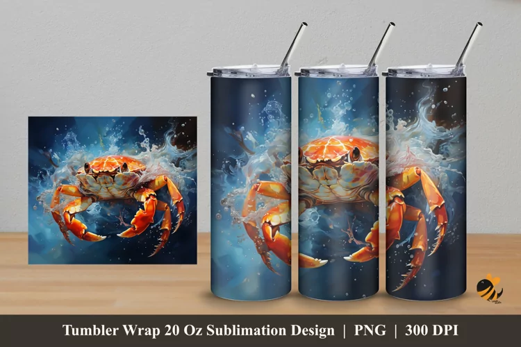 Fresh Crab Tumbler Wrap Sublimation Design 5