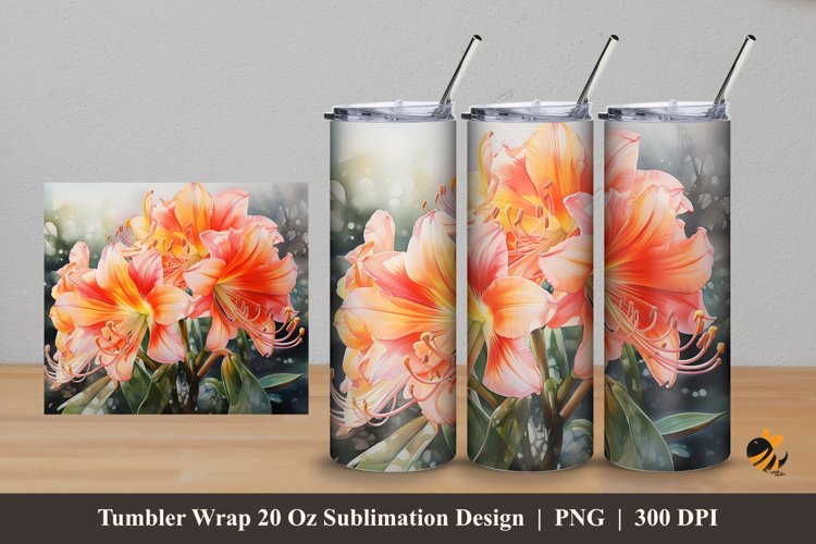 Clivia Flower Tumbler Wrap Sublimation Design 5