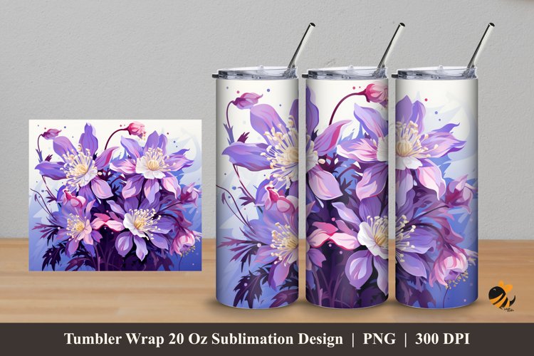 Columbine Flower Tumbler Wrap Sublimation Design 5