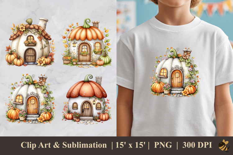 Mushroom House Fall DTF Sublimation Clipart Design