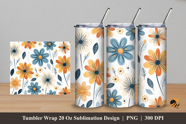 Floral Art Design Tumbler Wrap Sublimation Design 5