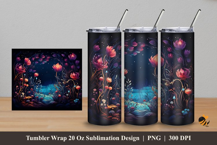 Beautiful Bush Tumbler Wrap Sublimation Design 5 example image 1