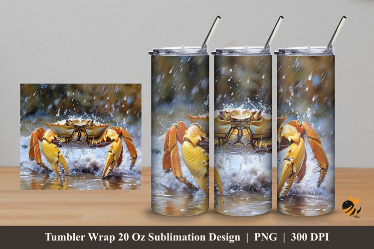 Crab Beach Tumbler Wrap Sublimation Design 5