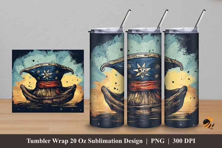 Pirates Hat Tumbler Wrap Sublimation Design 5