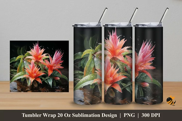 Aquatic Plants Tumbler Wrap Sublimation Design 5