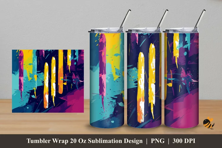 Funky Color Tumbler Wrap Sublimation Design 5