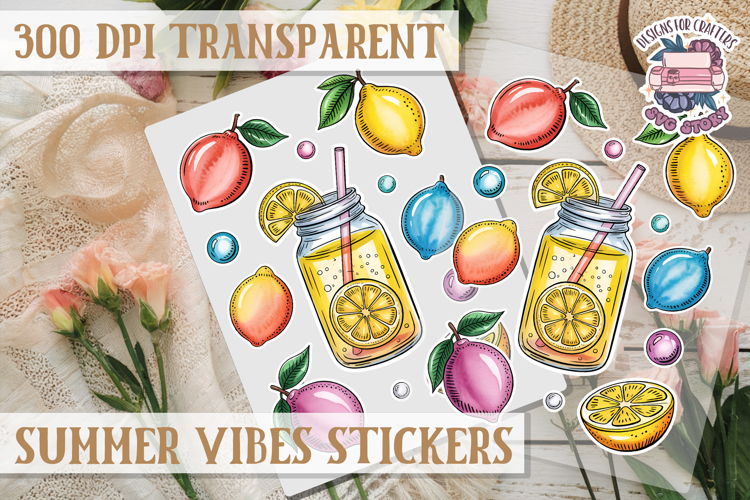 Summer sticker sheet Scrapbook PNG Flowers Vibe Fruits