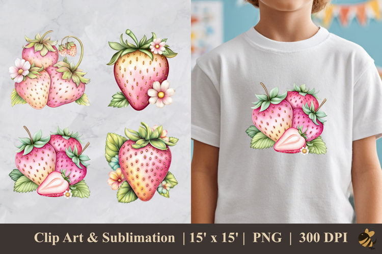 Pinky Strawberry DTF Sublimation Clipart Design