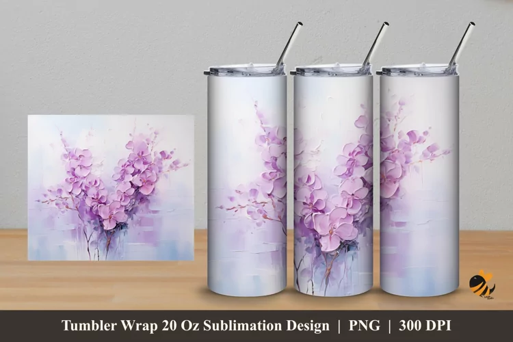 Romantic Flower Tumbler Wrap Sublimation Design 5